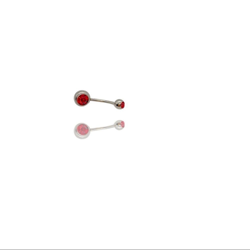 Belly Ring ruby red CZ
